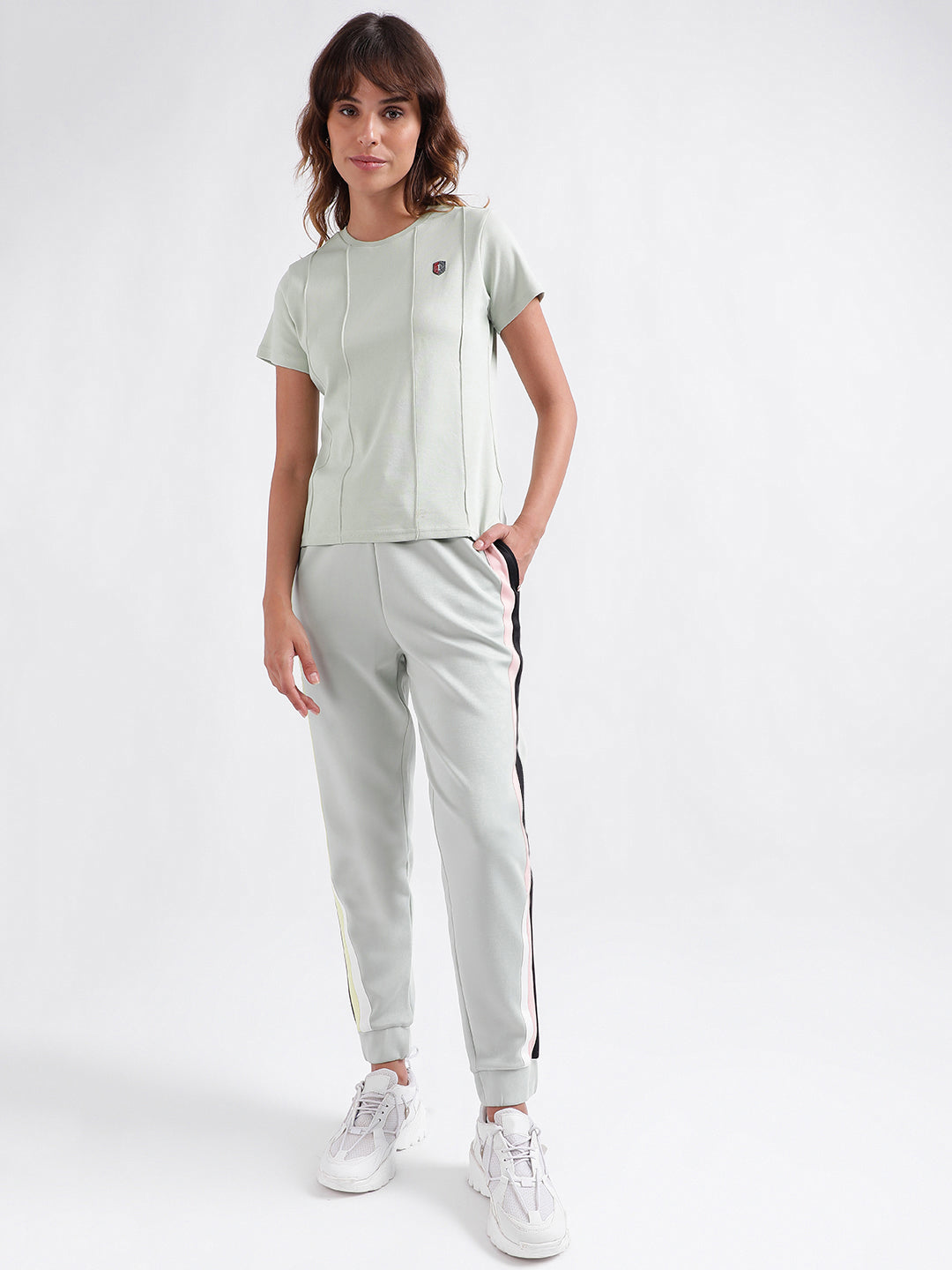 Iconic Women Green Solid Relaxed Fit Mid-Rise Track Pants