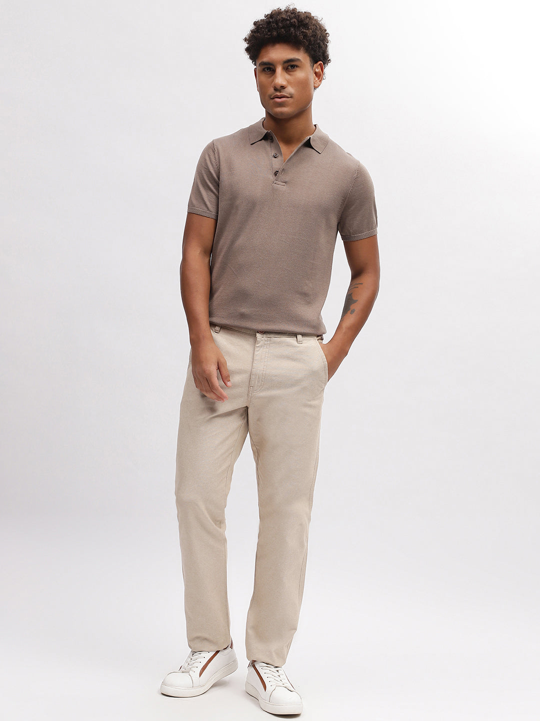 Bruun & Stengade Men Brown Solid Polo Collar Short Sleeves T-Shirt