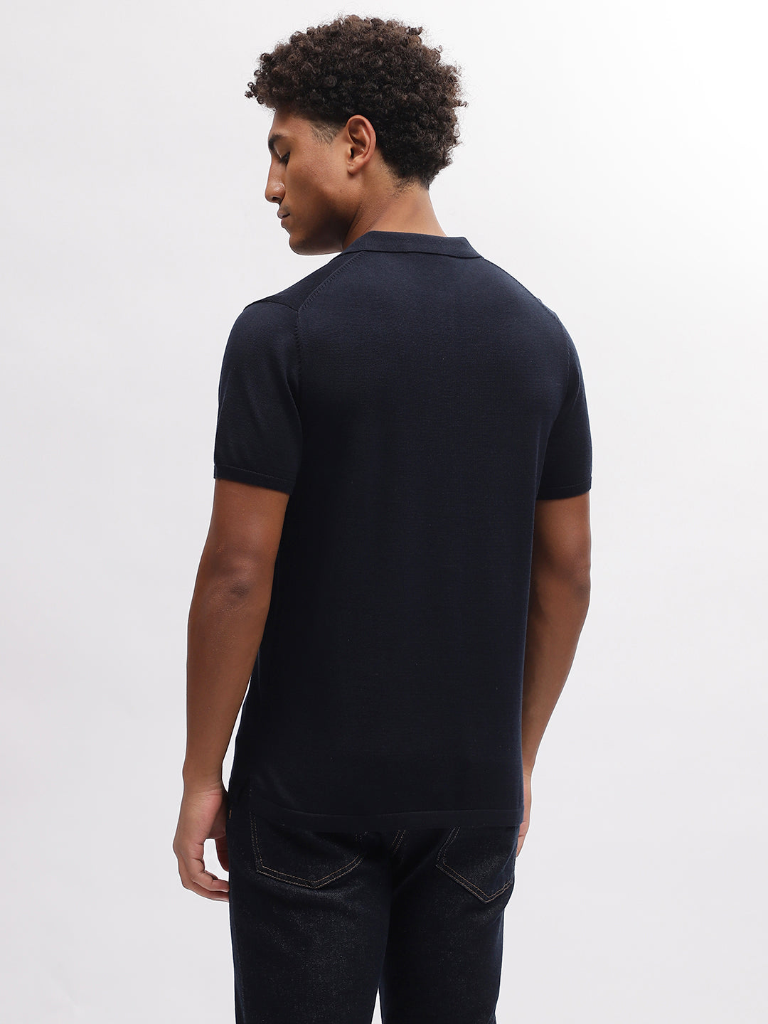 Bruun & Stengade Men Blue Solid Polo Collar Short Sleeves T-Shirt