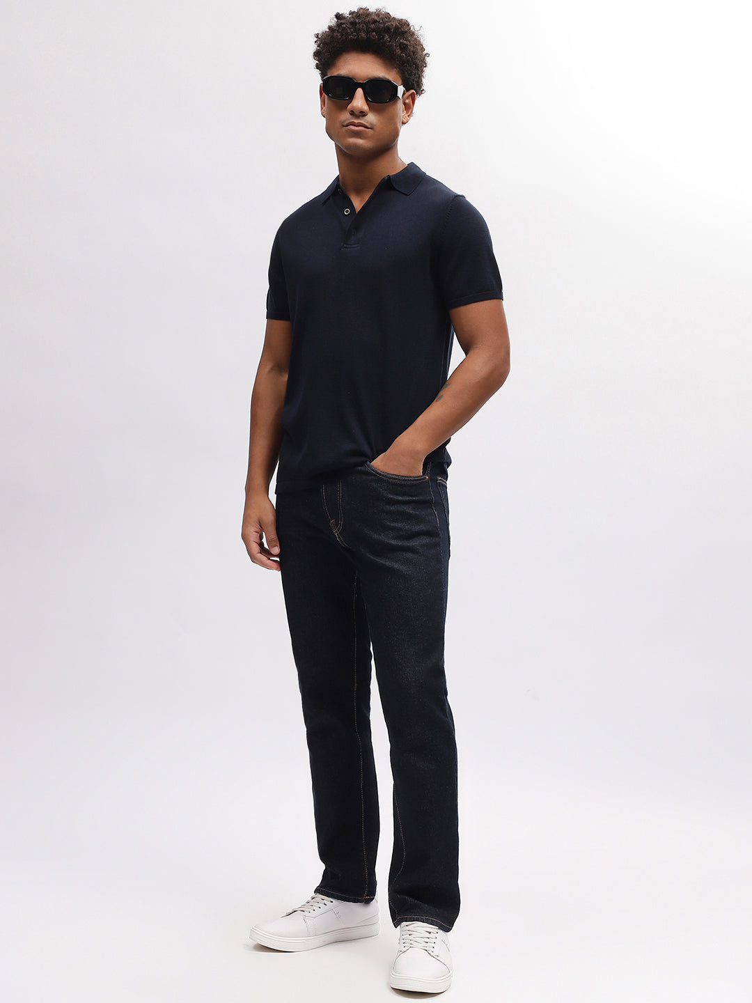 Bruun & Stengade Men Blue Solid Polo Collar Short Sleeves T-Shirt