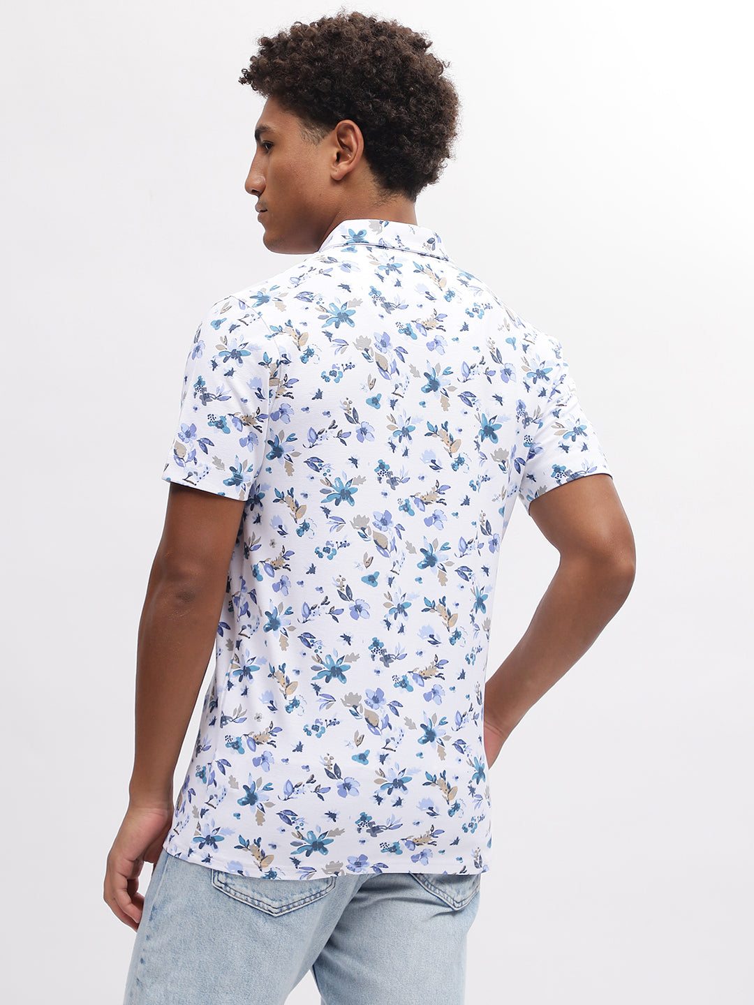 Bruun & Stengade Men White Printed Polo Collar Short Sleeves T-Shirt