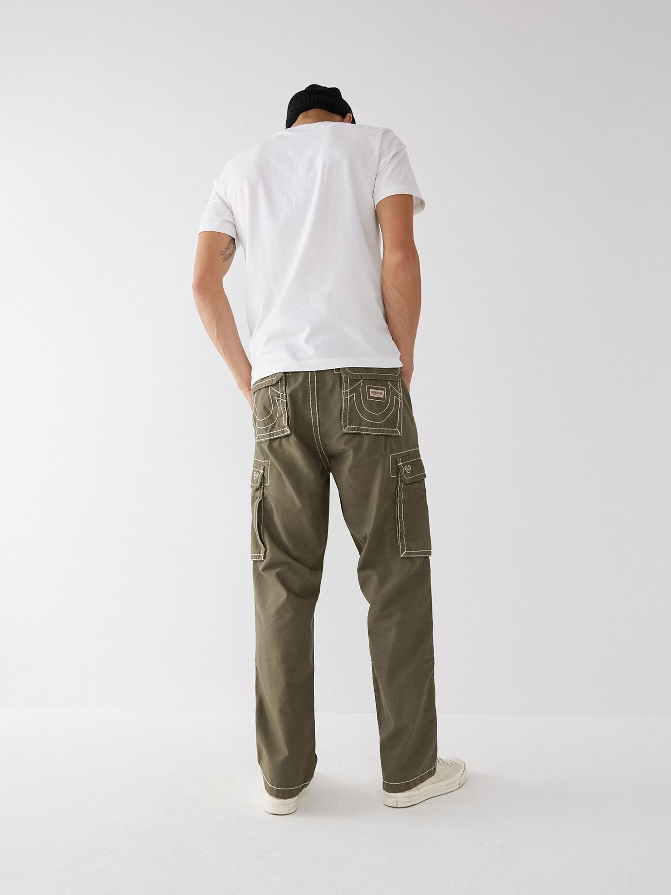 Shop True Religion Men Green Solid Oversize Fit Mid-Rise Trouser