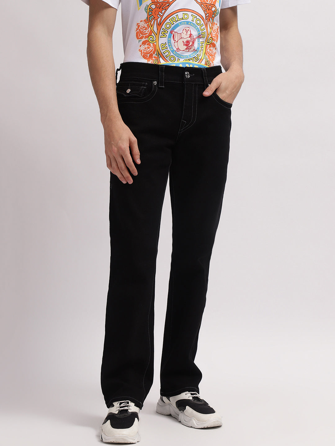 パンツ ture religion ricky 32 Shop True Religion Super T Ricky Straight Fit Black Mid-Rise Solid