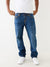 True Religion Super T Ricky Straight Fit Blue Mid-Rise Solid Jeans