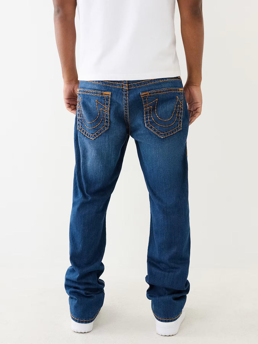 True Religion Super T Ricky Straight Fit Blue Mid-Rise Solid Jeans