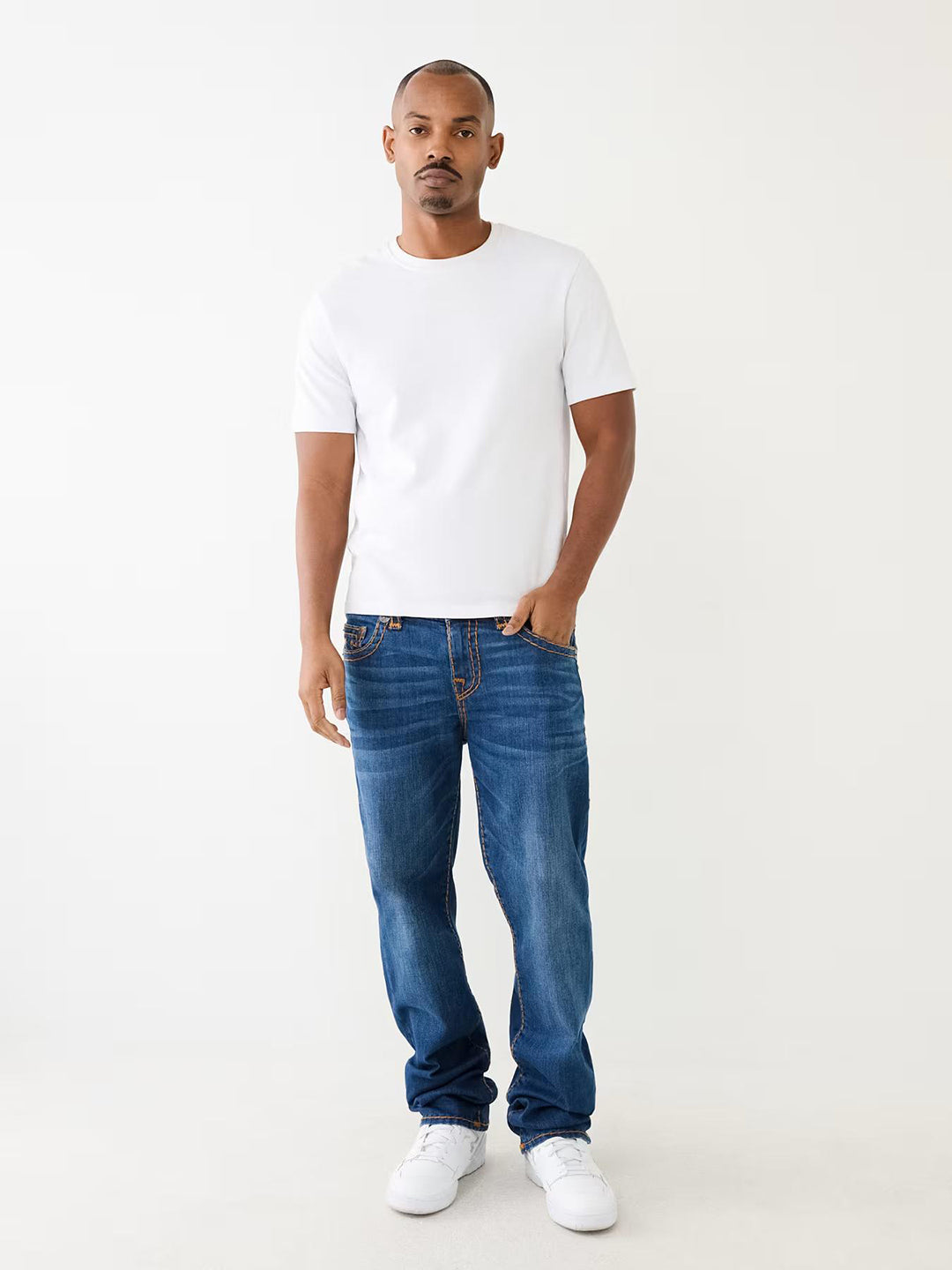 Shop True Religion Super T Ricky Straight Fit Blue Mid-Rise Solid