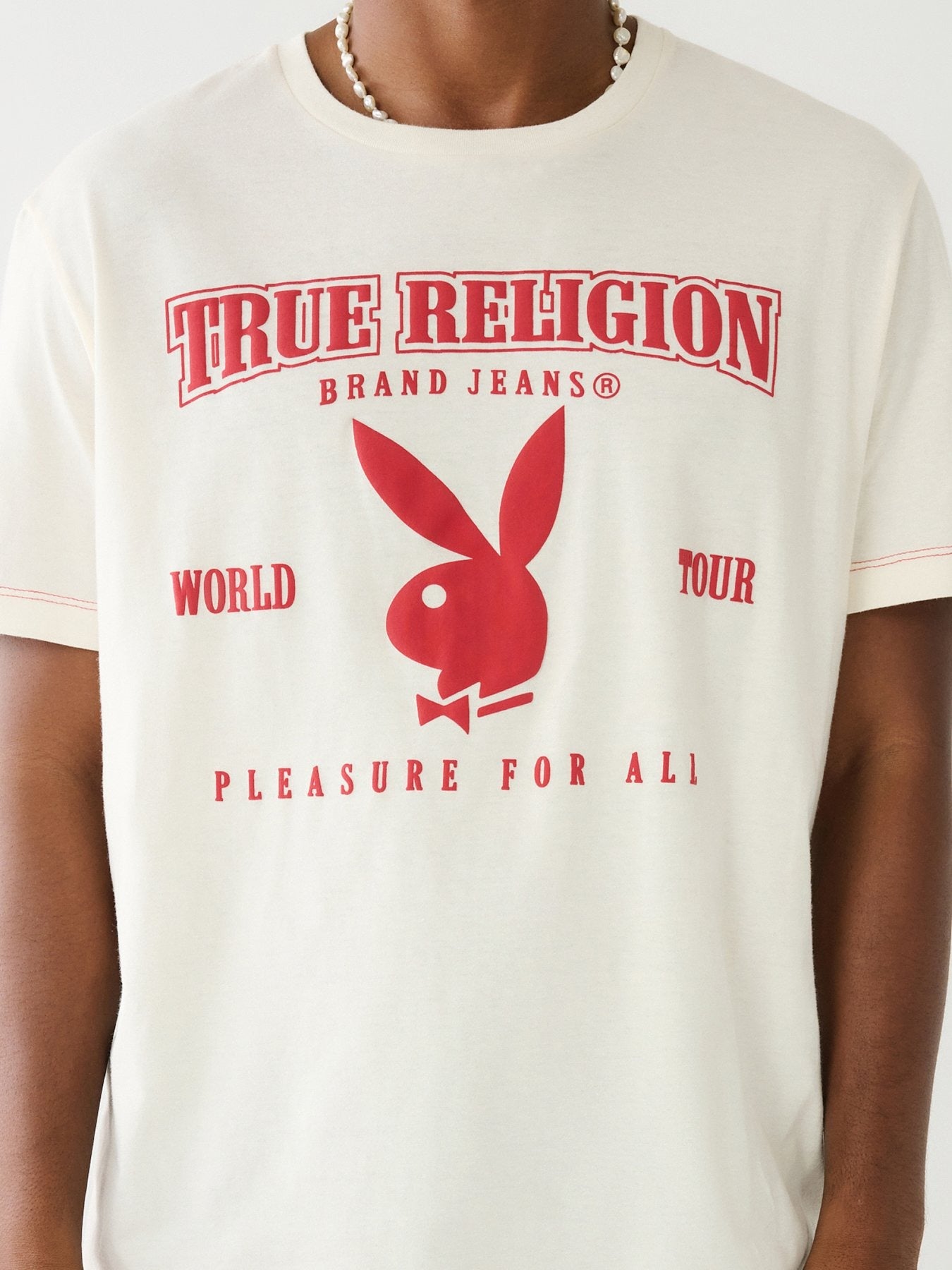 Shop True Religion Men White Printed Round Neck Short Sleeves T