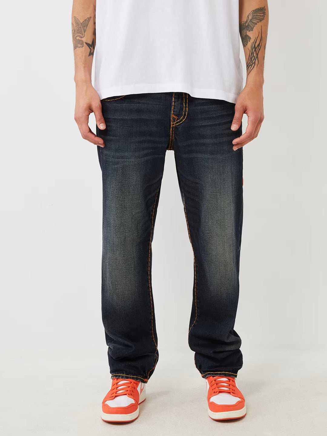 TRUE RELIGION ストレート　38 Shop True Religion Super T Ricky Straight Fit Blue Mid-Rise Solid