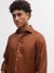 Bruun & Stengade Men Brown Solid Cutaway Collar Full Sleeves Shirt