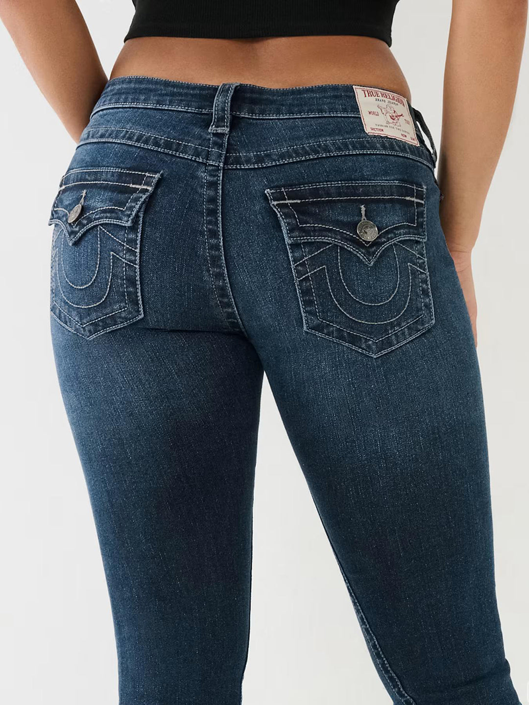 True Religion SN Joey Flared Blue Low-Rise Solid Jeans