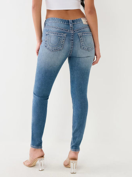 True Religion Big T Halle Super Skinny Blue Mid-Rise Solid Jeans