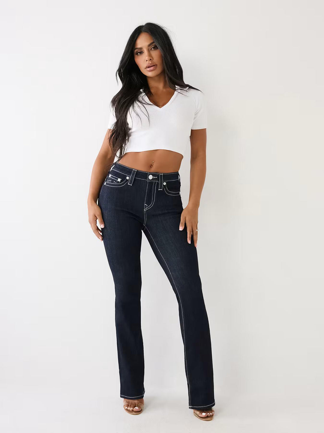True Religion SN Becca Bootcut Blue Mid-Rise Solid Jeans