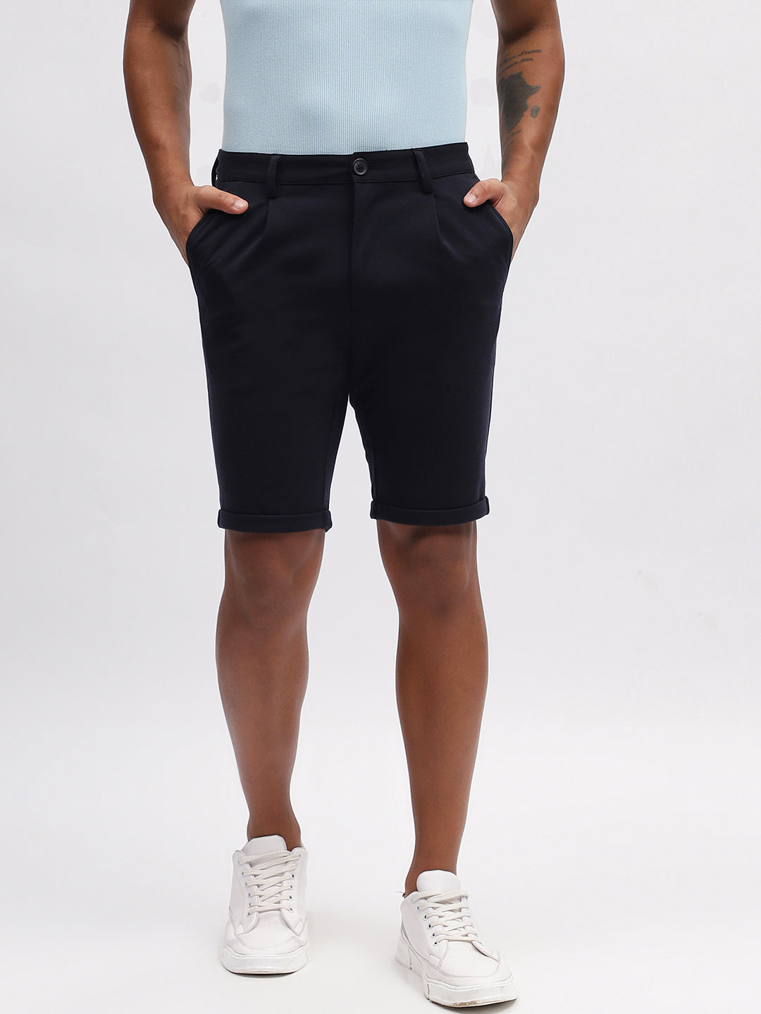 Lindbergh Men Blue Solid Regular Fit Shorts