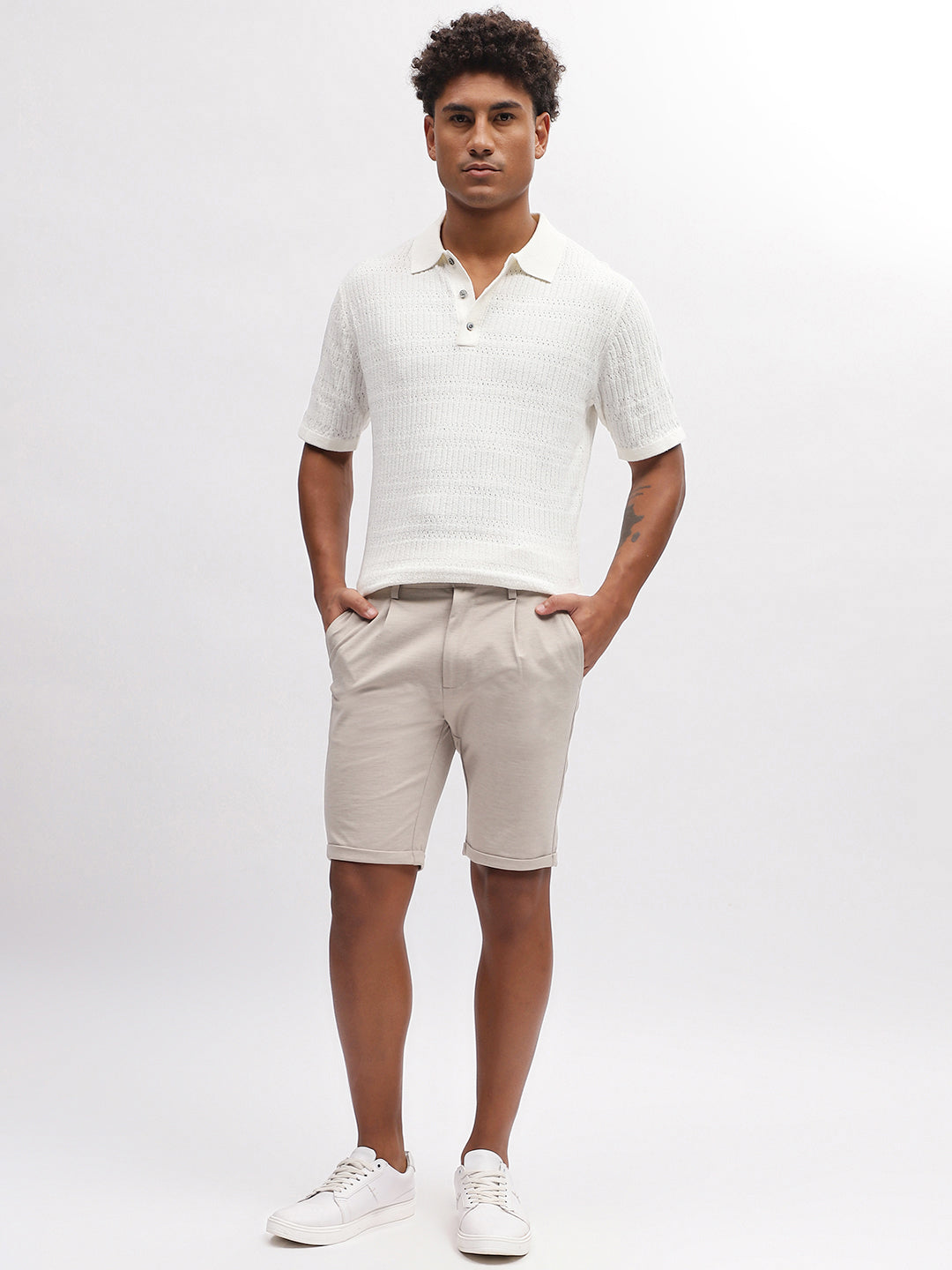 Lindbergh Men White Solid Regular Fit Shorts