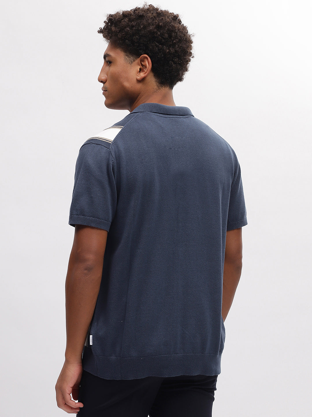 Lindbergh Men Blue Striped Spread Collar Short Sleeves Shirt