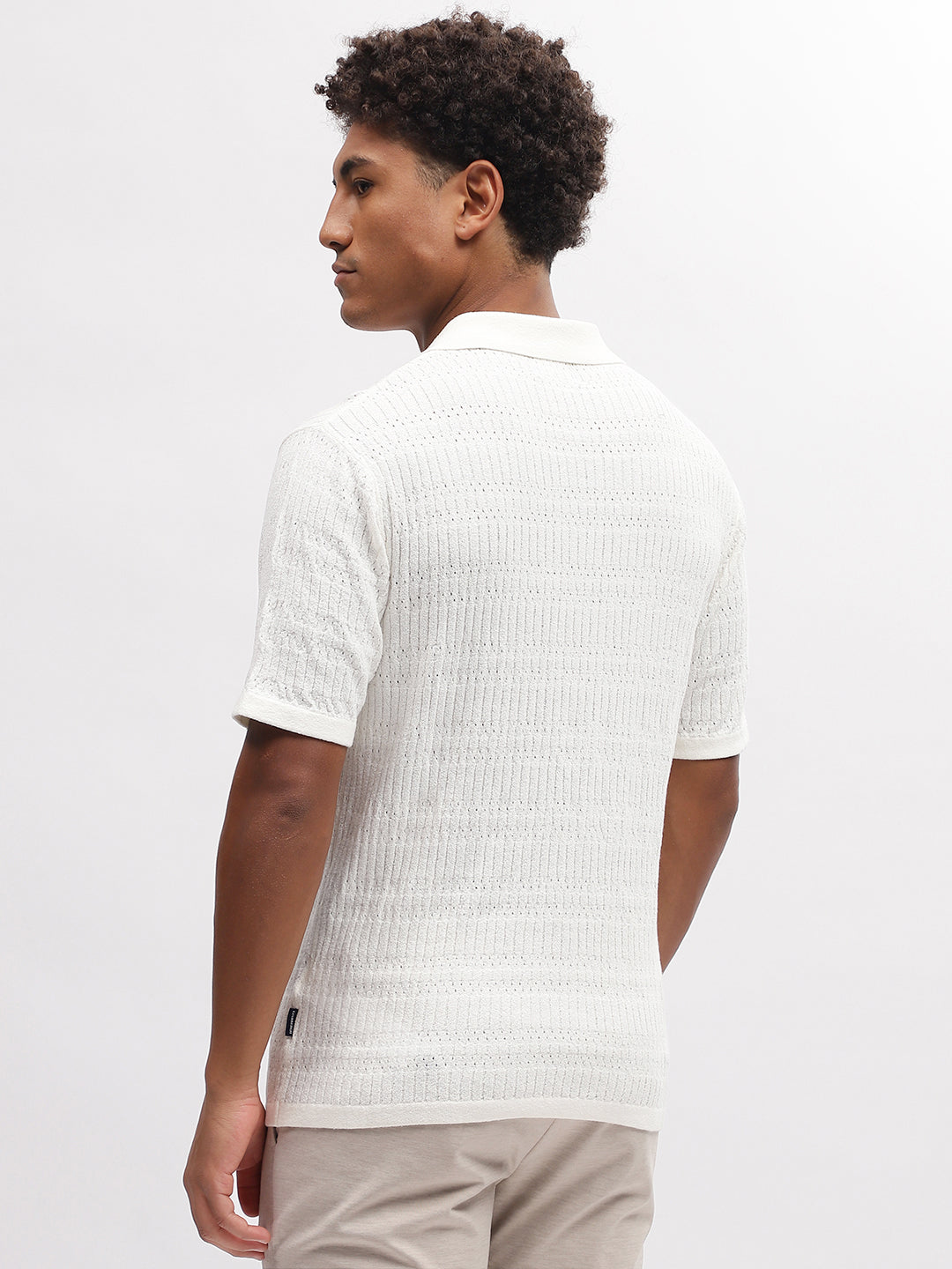 Lindbergh Men White Solid Polo Collar Short Sleeves T-Shirt