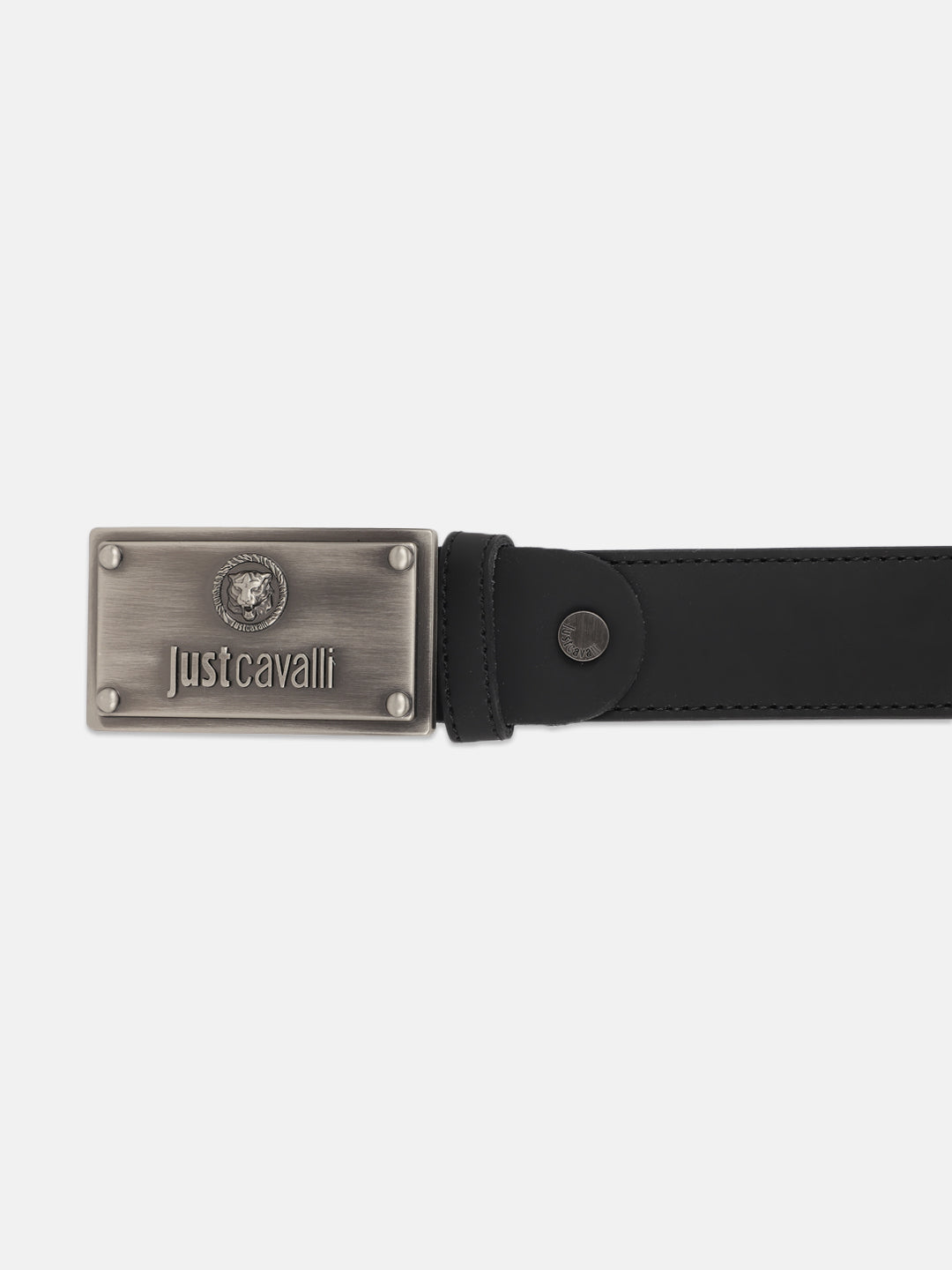 Just Cavalli Men Black Solid Push Pin Buckle Belt