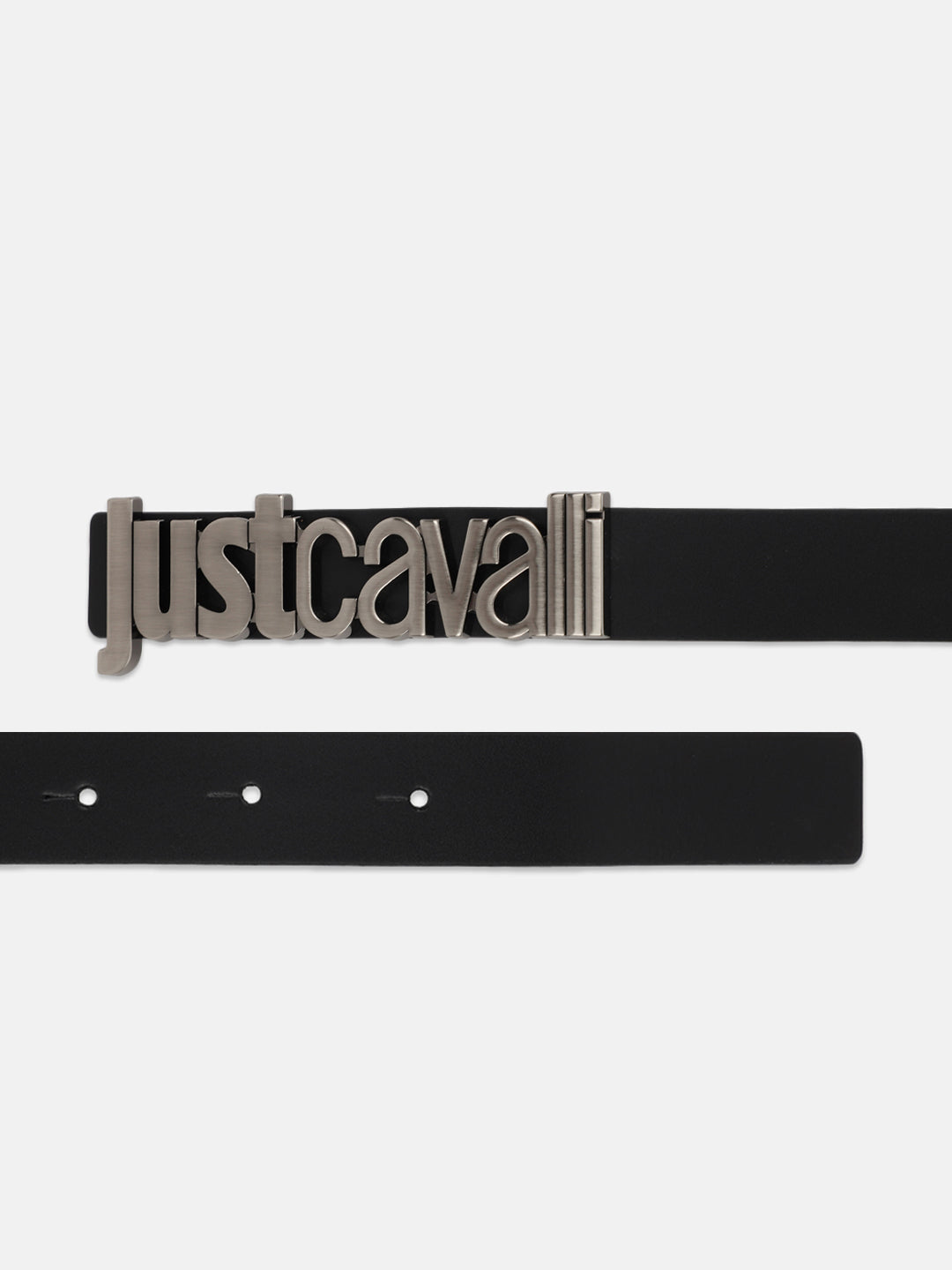 Just Cavalli Men Black Solid Push Pin Buckle Belt