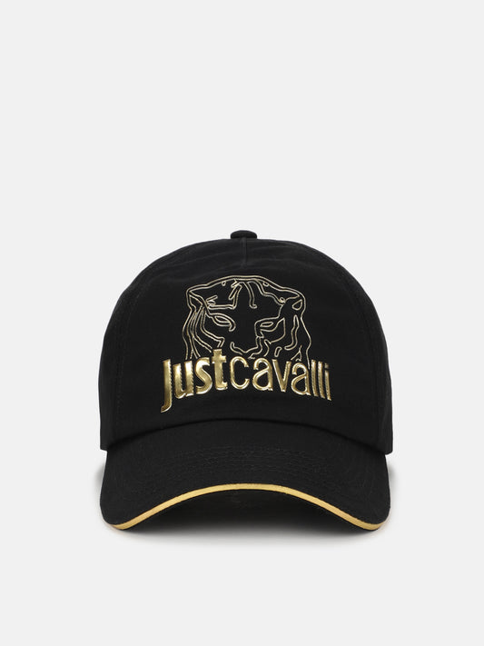 Just Cavalli Men Black Brand Logo Printed Baseball Cap