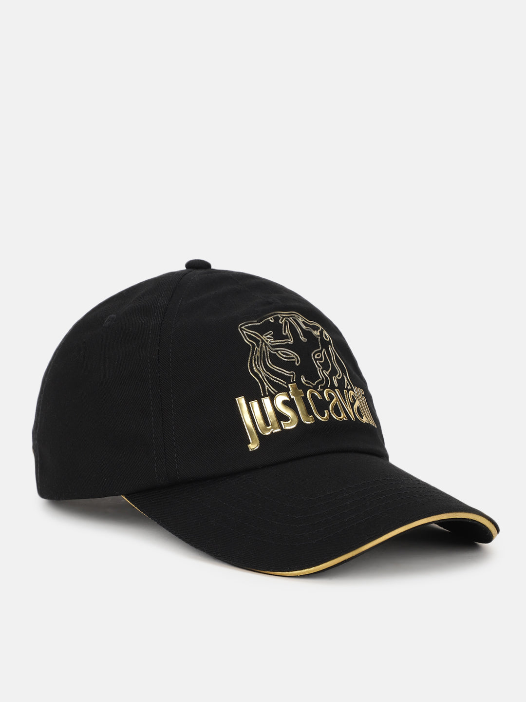 Just Cavalli Men Black Brand Logo Printed Baseball Cap