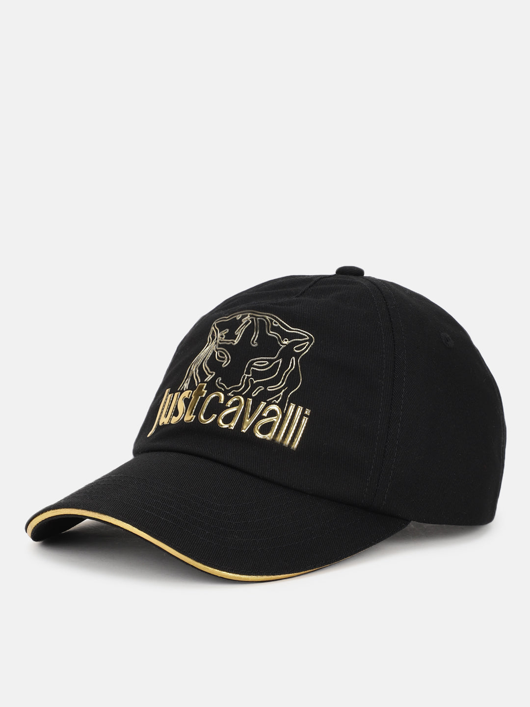 Just Cavalli Men Black Brand Logo Printed Baseball Cap