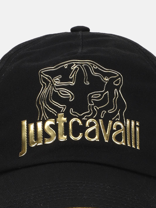 Just Cavalli Men Black Brand Logo Printed Baseball Cap
