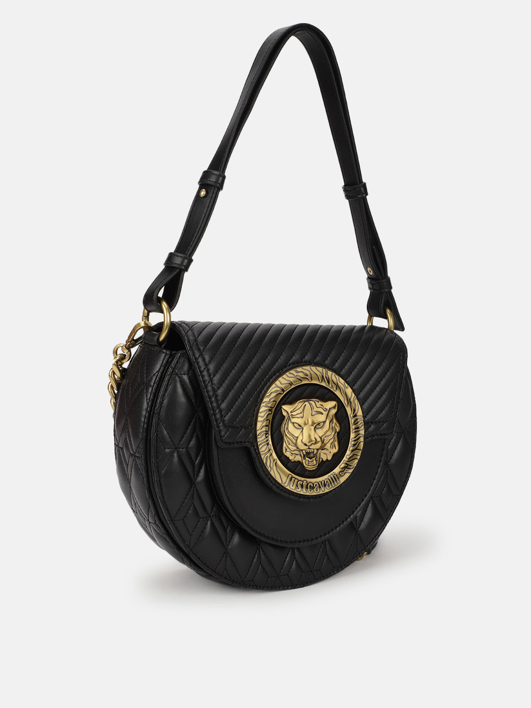 Shop Just Cavalli Women Black Solid Quilted Shoulder Bag Online