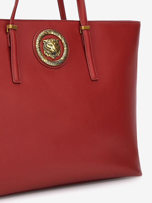 Just Cavalli Women Red Solid Zipper Tote Bag