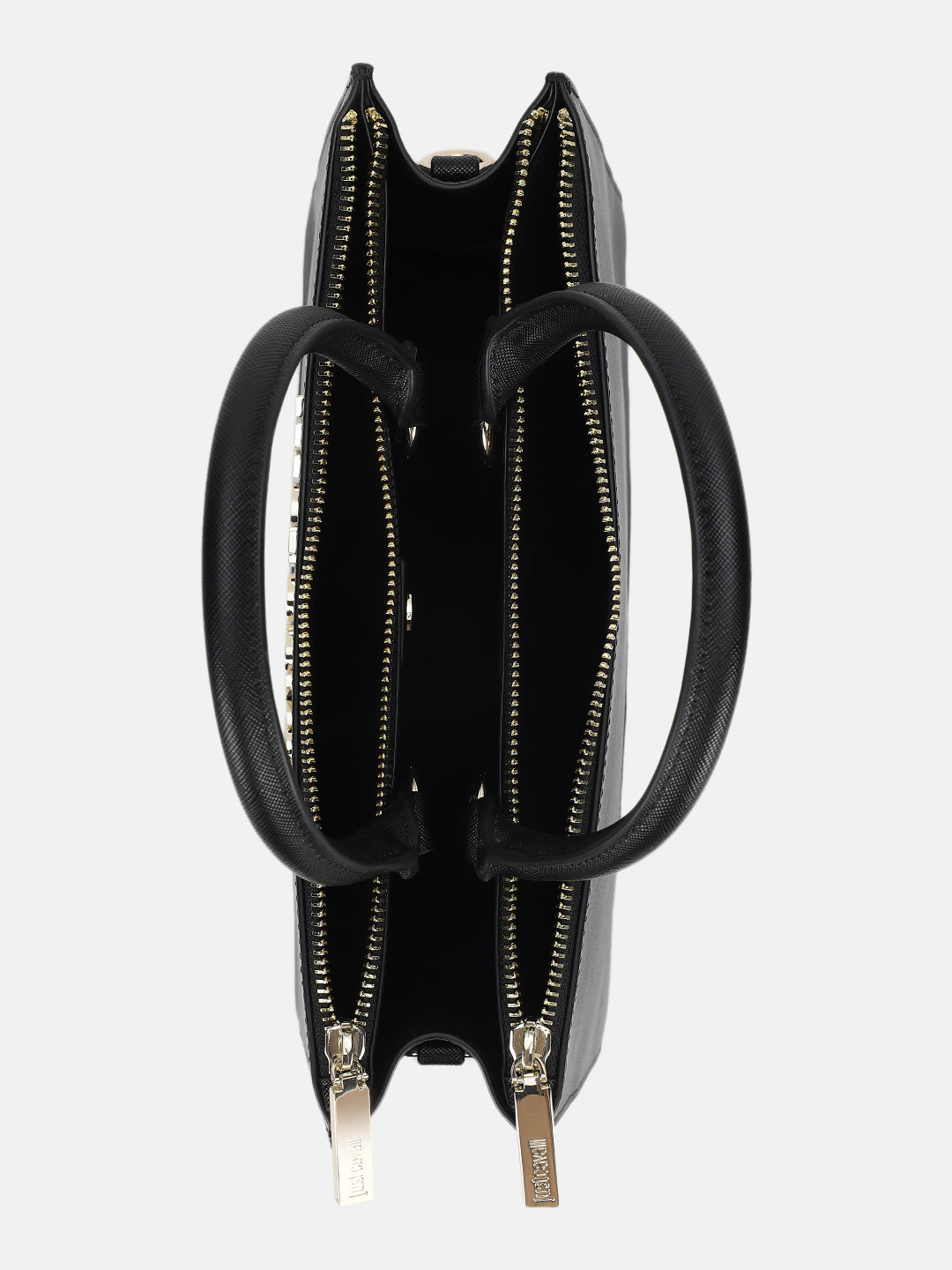 Just Cavalli Women Black Solid Textured Tote Bag