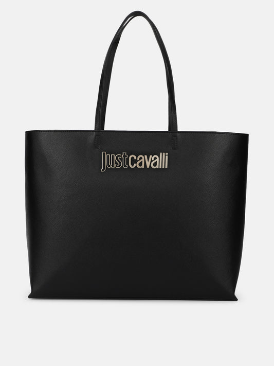 Just Cavalli Women Black Solid Textured Tote