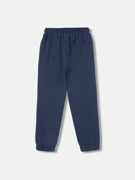 Blue Giraffe Boys Navy Blue Solid Jogger Fit Mid-Rise Jogger Style Track Pants