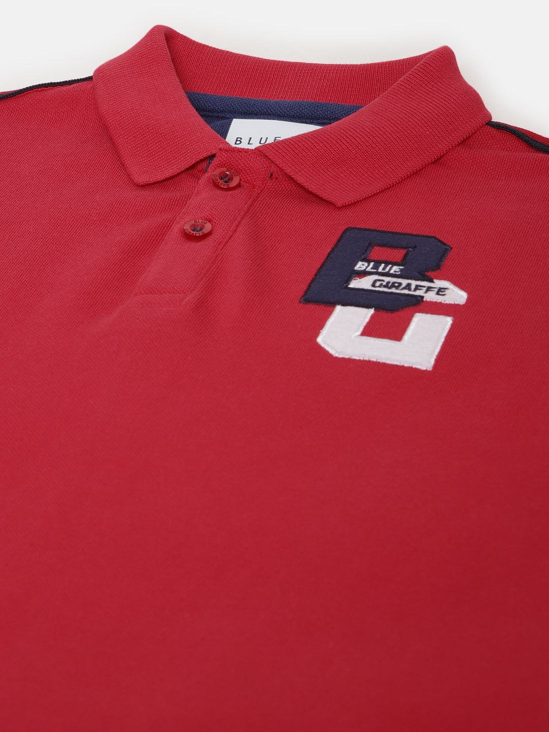 Blue Giraffe Boys Red Solid Polo Collar Short Sleeves T-shirt