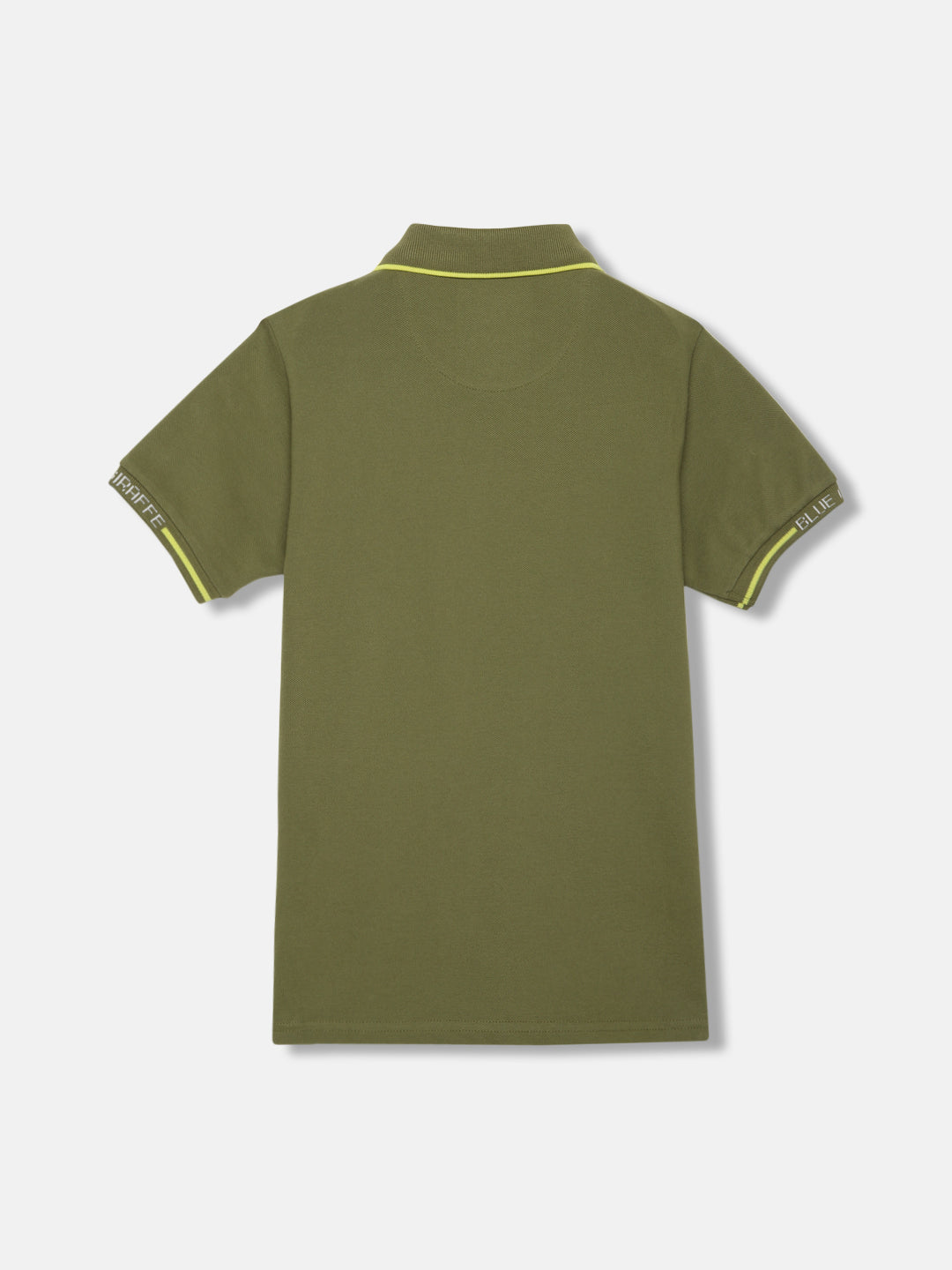 Blue Giraffe Boys Olive Solid Polo Collar Short Sleeves T-shirt