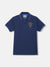 Blue Giraffe Boys Navy Blue Solid Polo Collar Short Sleeves T-shirt
