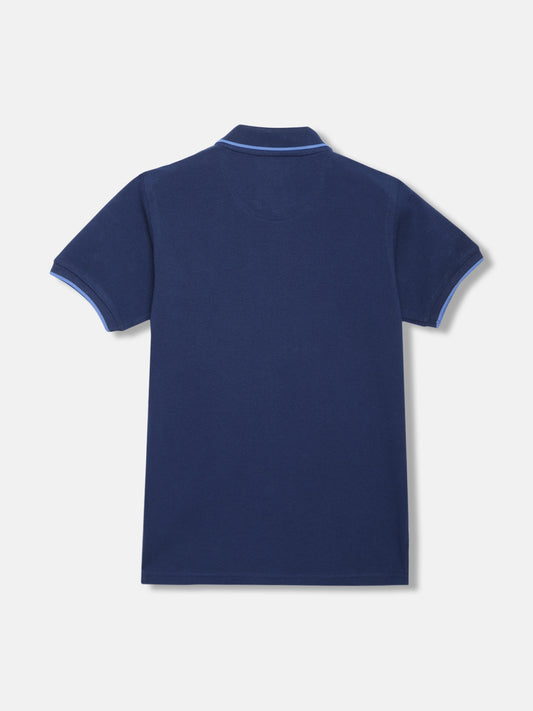 Blue Giraffe Boys Navy Blue Solid Polo Collar Short Sleeves T-shirt