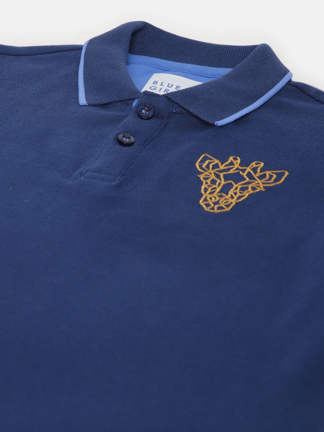 Blue Giraffe Boys Navy Blue Solid Polo Collar Short Sleeves T-shirt