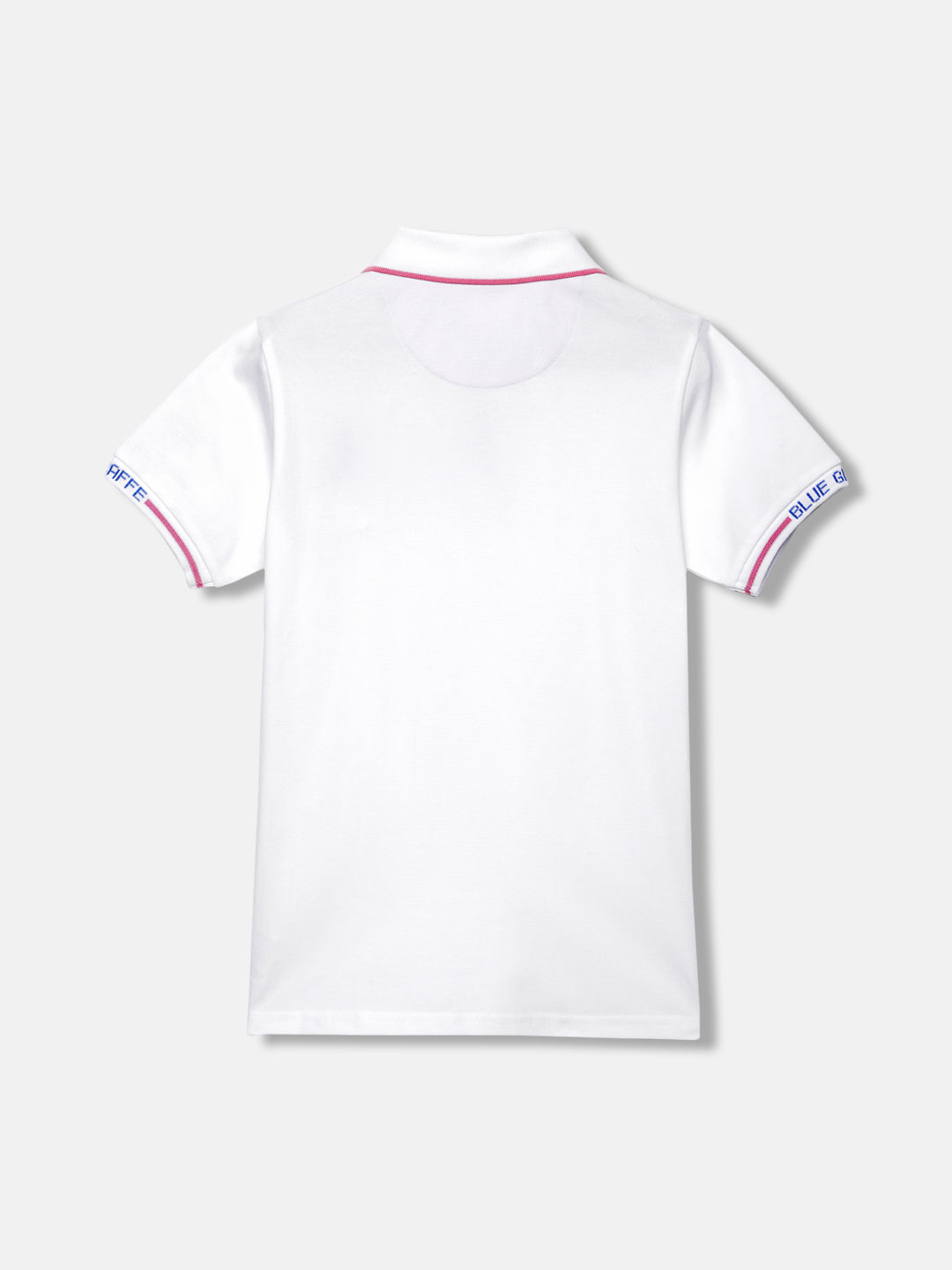 Blue Giraffe Boys White Solid Polo Collar Short Sleeves T-shirt
