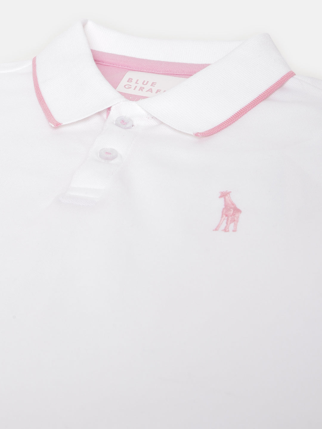 Blue Giraffe Boys White Solid Polo Collar Short Sleeves T-shirt