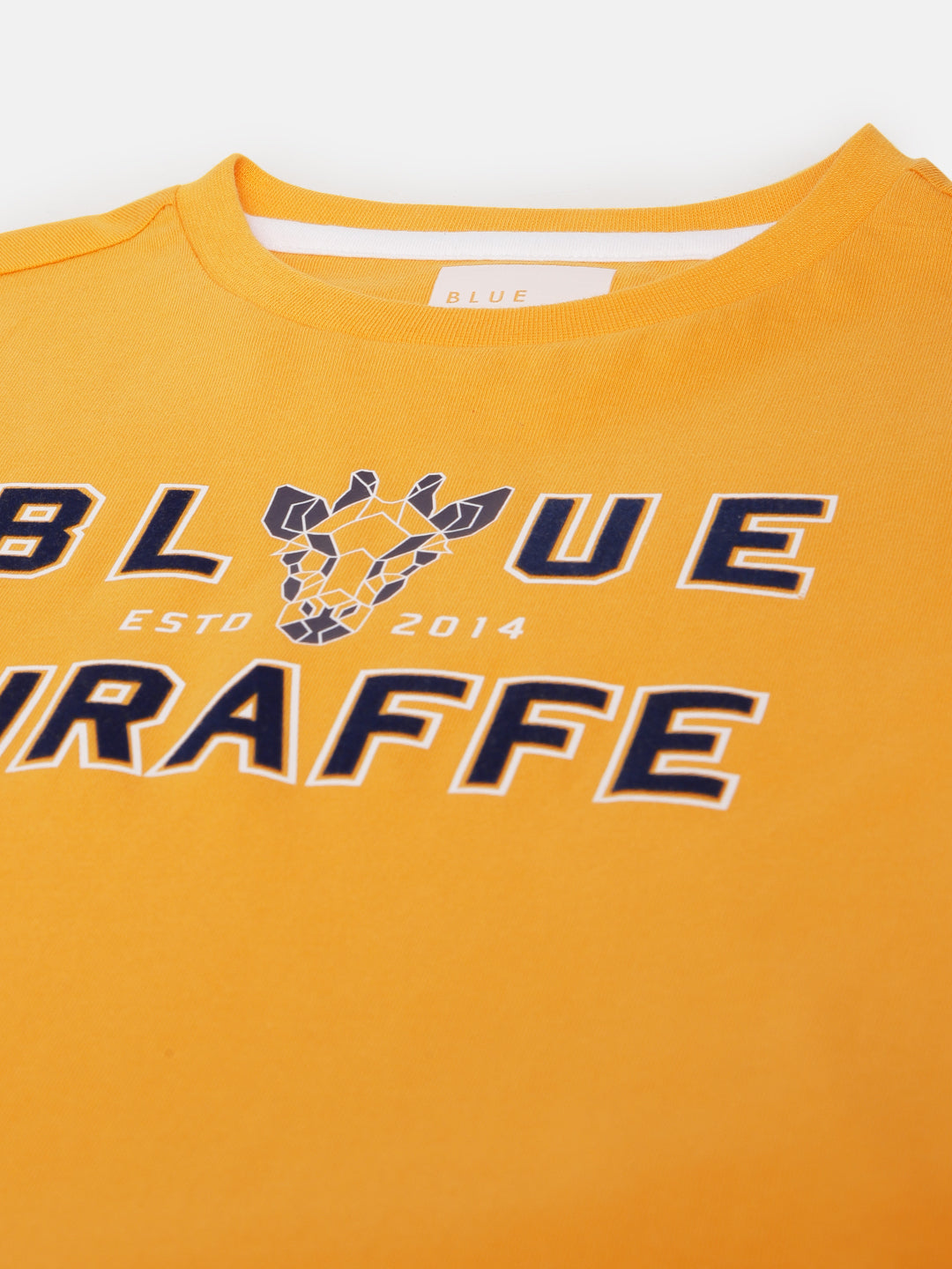Blue Giraffe Boys Yellow Solid Round Neck Short Sleeves T-shirt