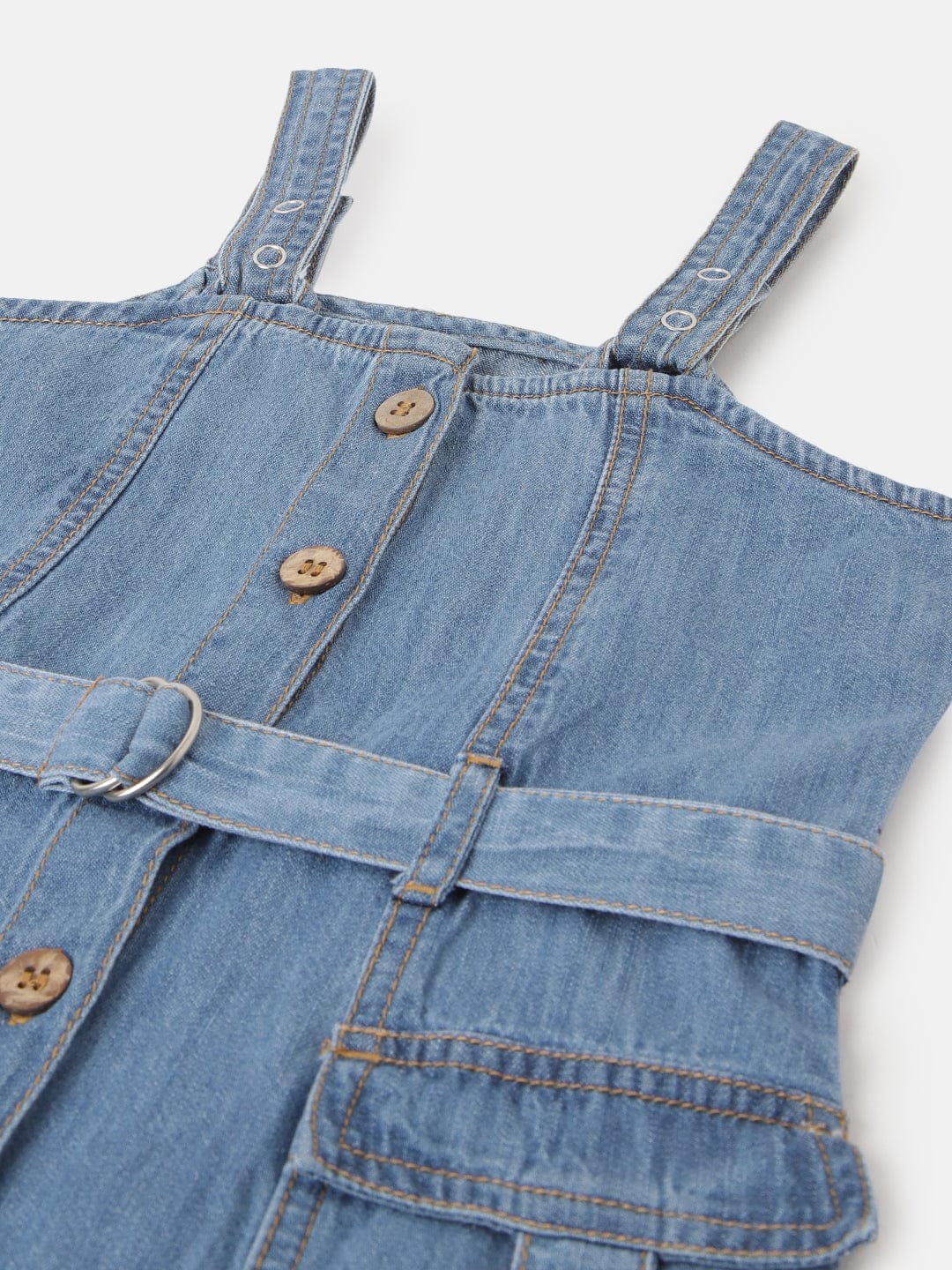 Blue Giraffe Girls Blue Square Neck Dress