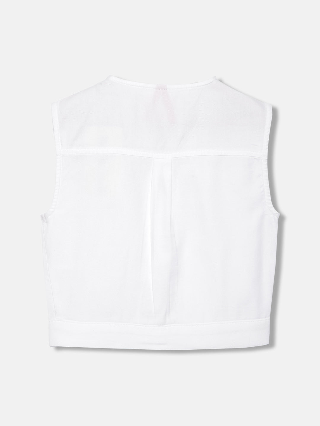 Blue Giraffe Girls White Solid V Neck Sleeveless Top