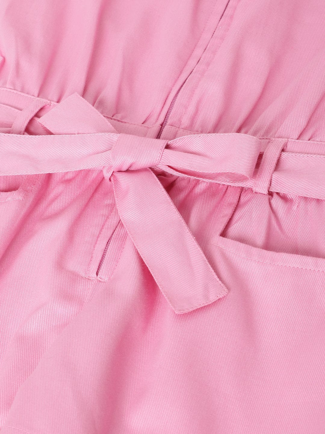 Blue Giraffe Girls Pink Shirt Collar Playsuit