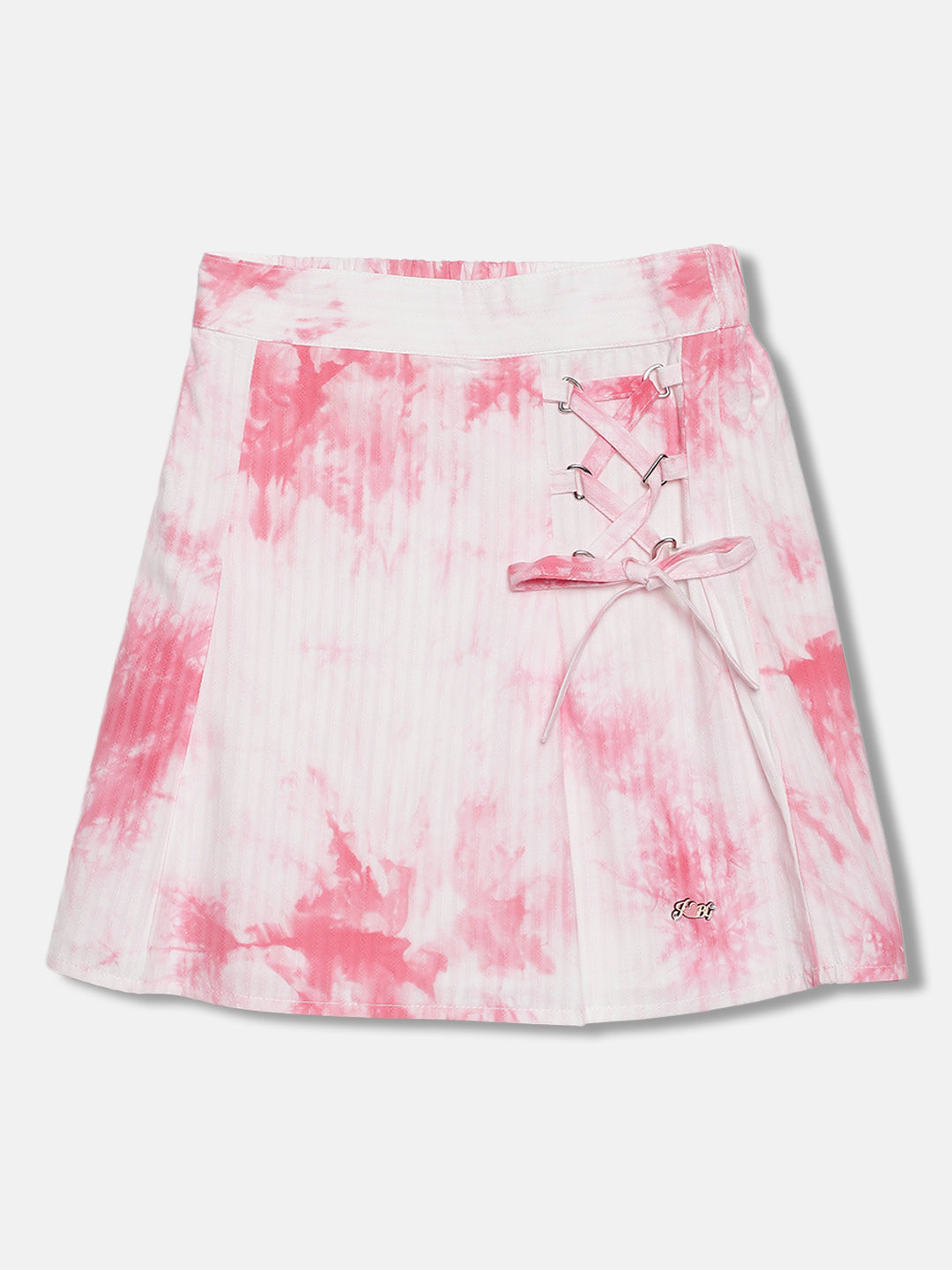 Blue Giraffe Girls White Printed Regular Fit Skirt