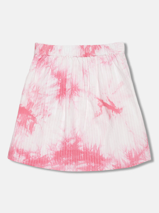Blue Giraffe Girls White Printed Regular Fit Skirt