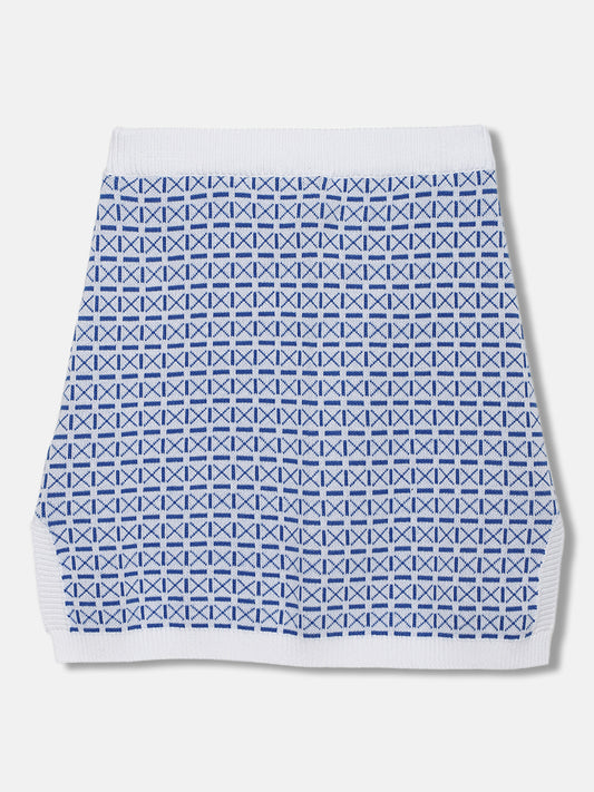 Blue Giraffe Girls White Printed Regular Fit Skirt