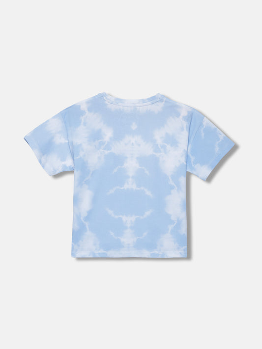 Blue Giraffe Girls Blue Printed Round Neck Short Sleeves T-shirt
