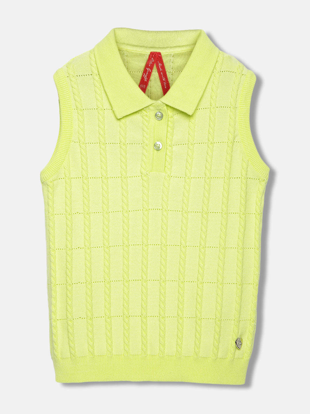 Blue Giraffe Girls Yellow Solid Polo Sleeveless Top