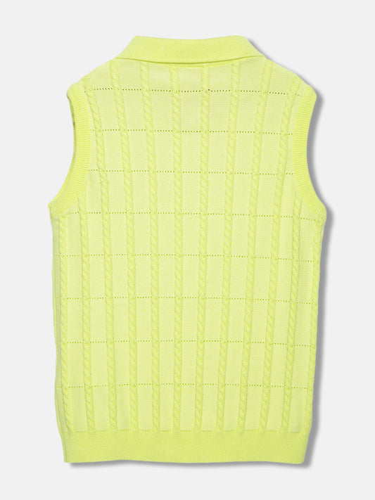 Blue Giraffe Girls Yellow Solid Polo Sleeveless Top