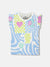 Blue Giraffe Girls Blue Printed Round Neck Ruffled Sleeves T-shirt
