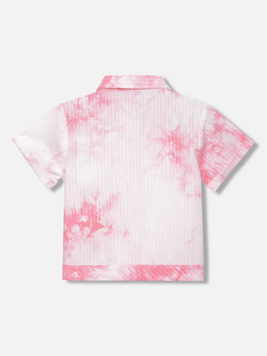 Blue Giraffe Girls White Tie & Dye Spread Collar Cap Sleeves Shirt